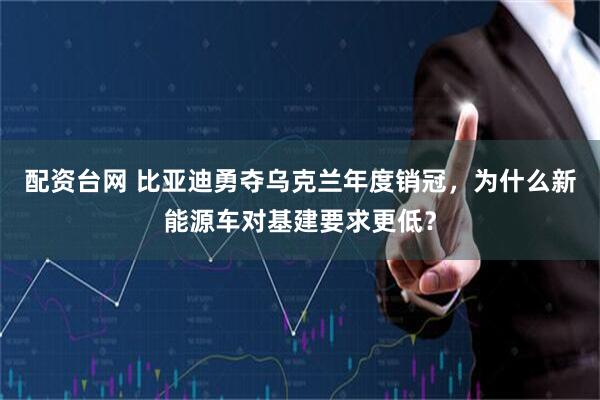 配资台网 比亚迪勇夺乌克兰年度销冠，为什么新能源车对基建要求更低？